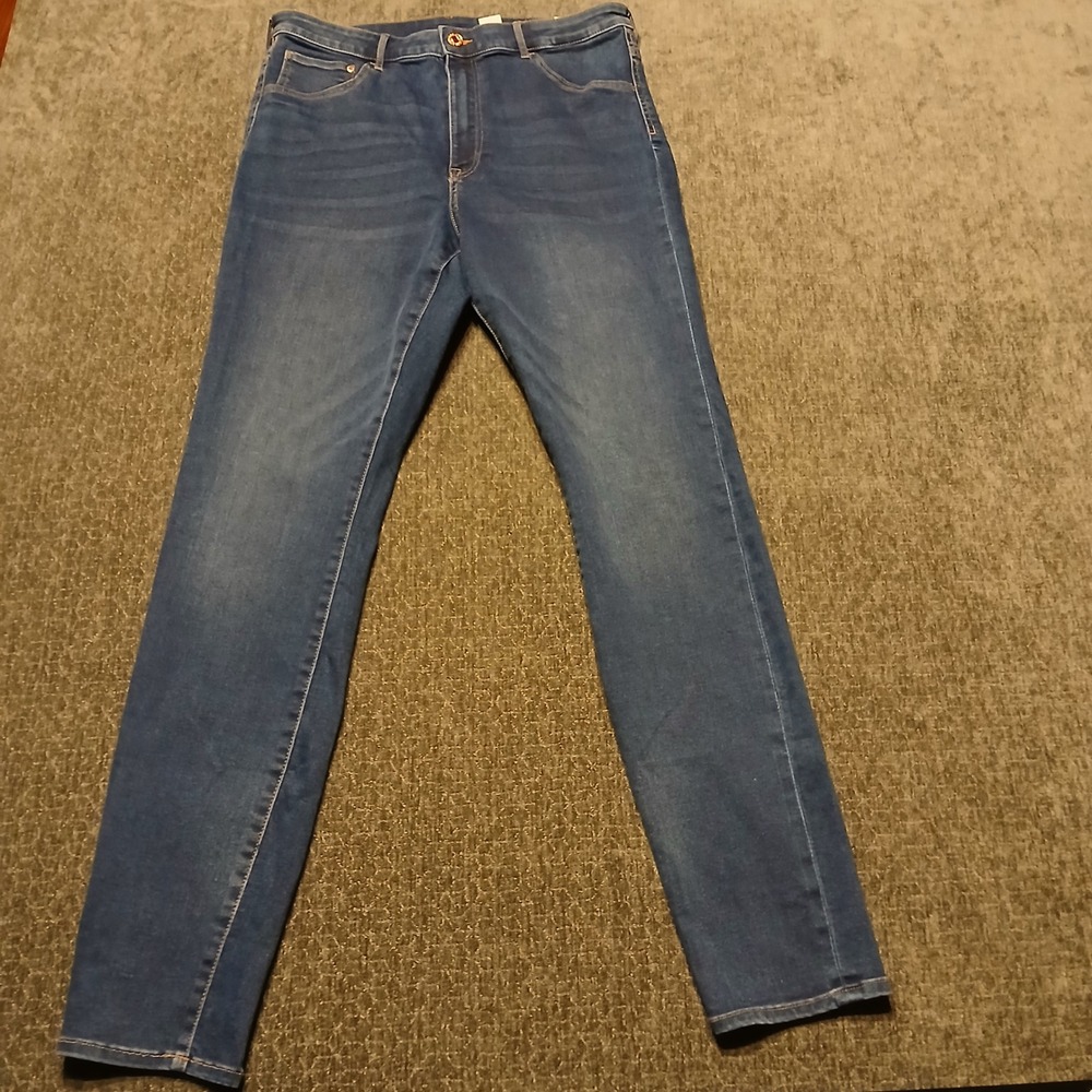 HM High Waist Denim Jeggings Womens 33/32 Sz 14 Blue Skinny Jeans